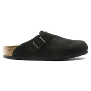 Birkenstock Boston Suede Leather Soft Footbed Clog in Black