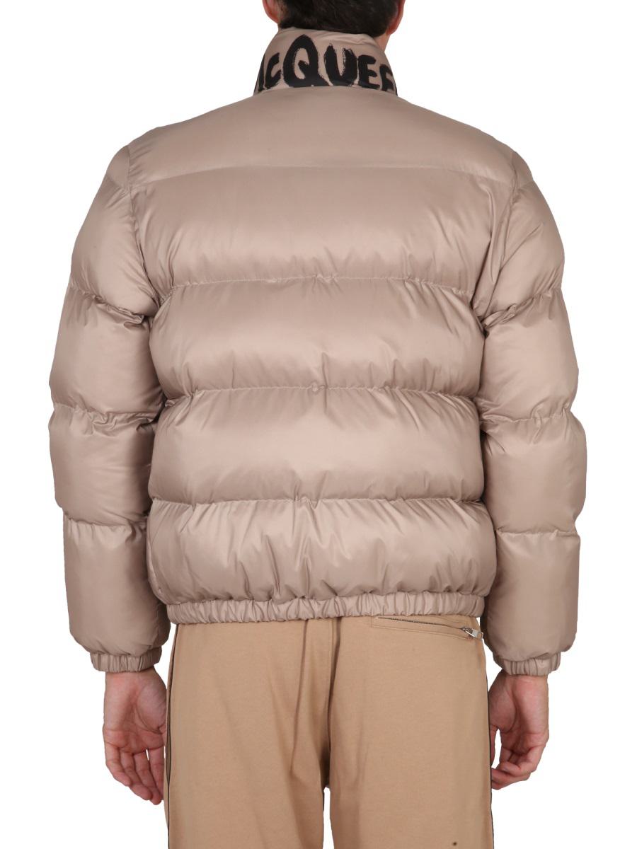 Alexander McQueen Graffiti Logo Print Down Jacket