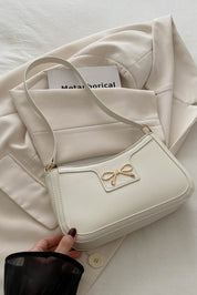 Bow Trim PU Leather Shoulder Bag