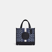 Coach Outlet Dempsey Tote 22 In Signature Jacquard With Stripe And Coach Patch