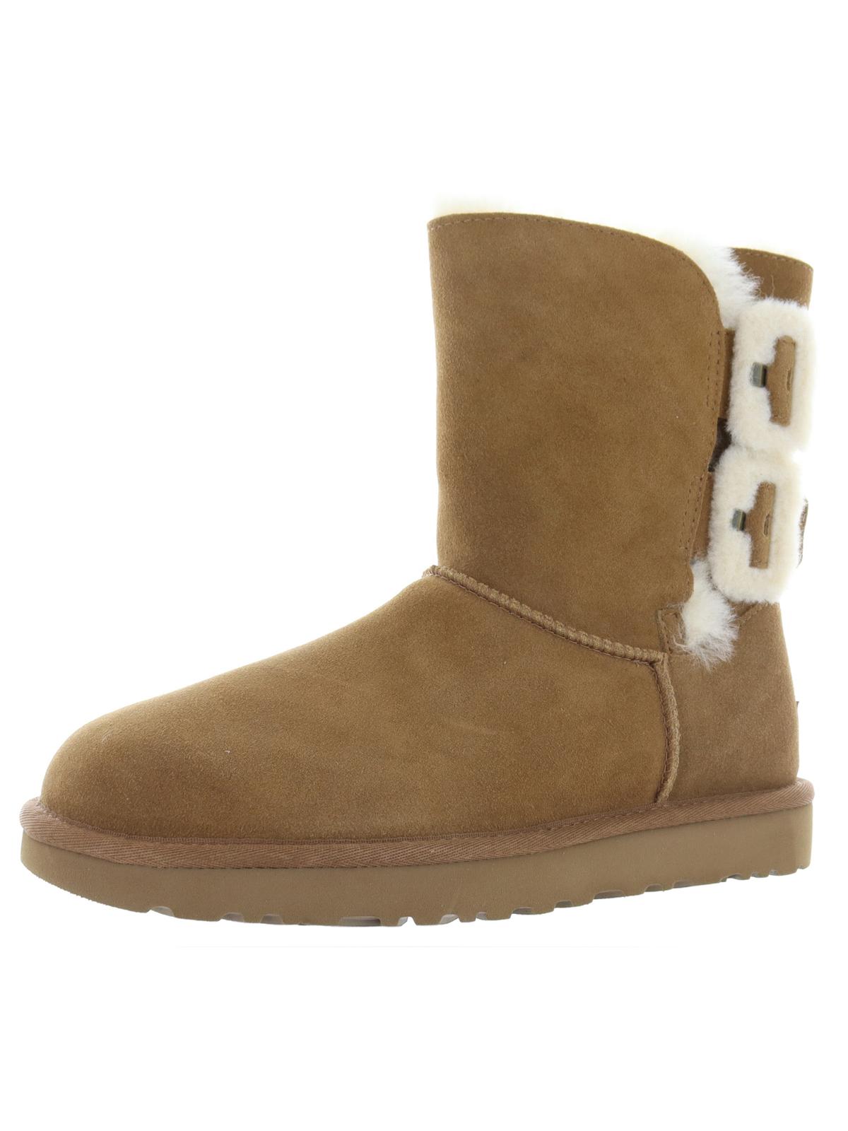 Bailey Zip Short Womens Suede Shearling Winter Boots