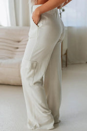 Drawstring High Waist Pants with Pockets