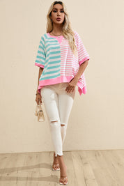 Contrast Stripes Round Neck Half Sleeve T-Shirt