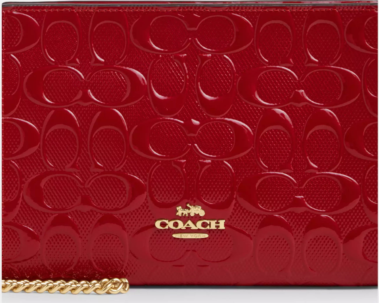 Coach Slim Crossbody Bag Signature Patent Leather In Red