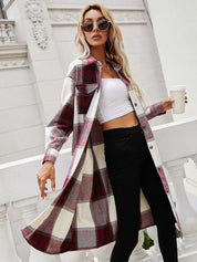 Ivy Lane Plaid Longline Shirt Jacket