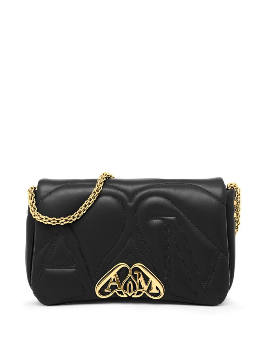 Alexander McQueen Seal Logo Small Leather Crossbody Bag