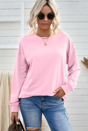 Drop Shoulder Ribbed Trim Sweatshirt