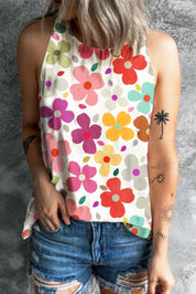 Flower Printed Round Neck Tank