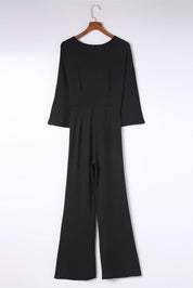 Twisted Plunge Three-Quarter Sleeve Jumpsuit