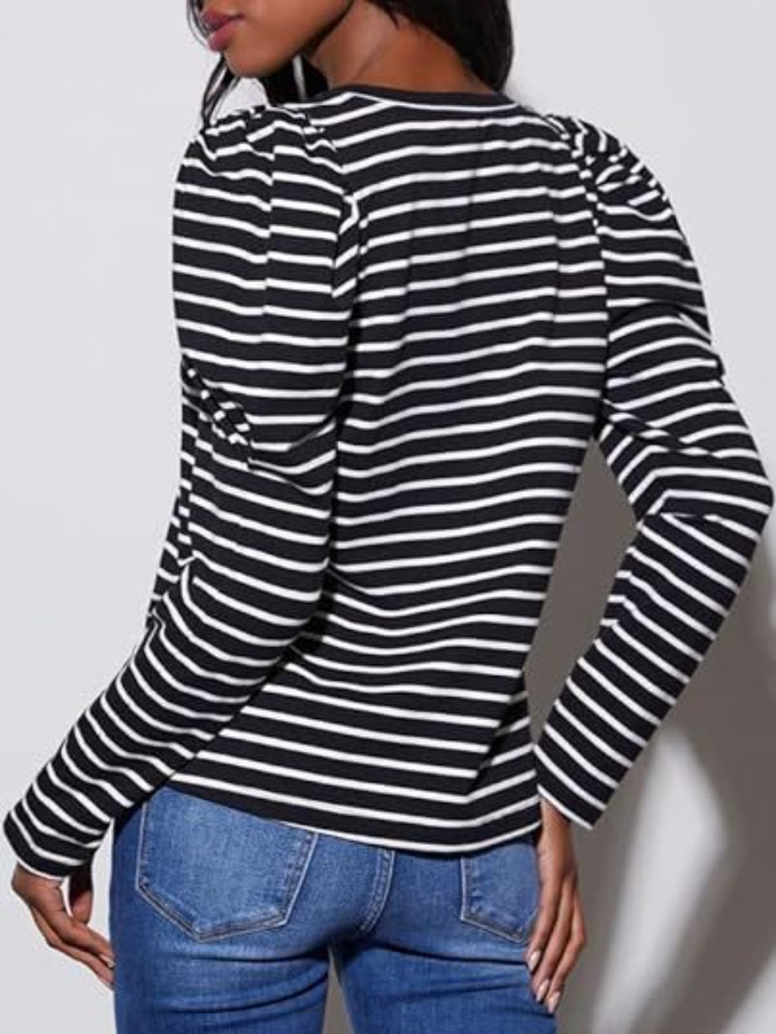 Striped Round Neck Long Sleeve T-Shirt