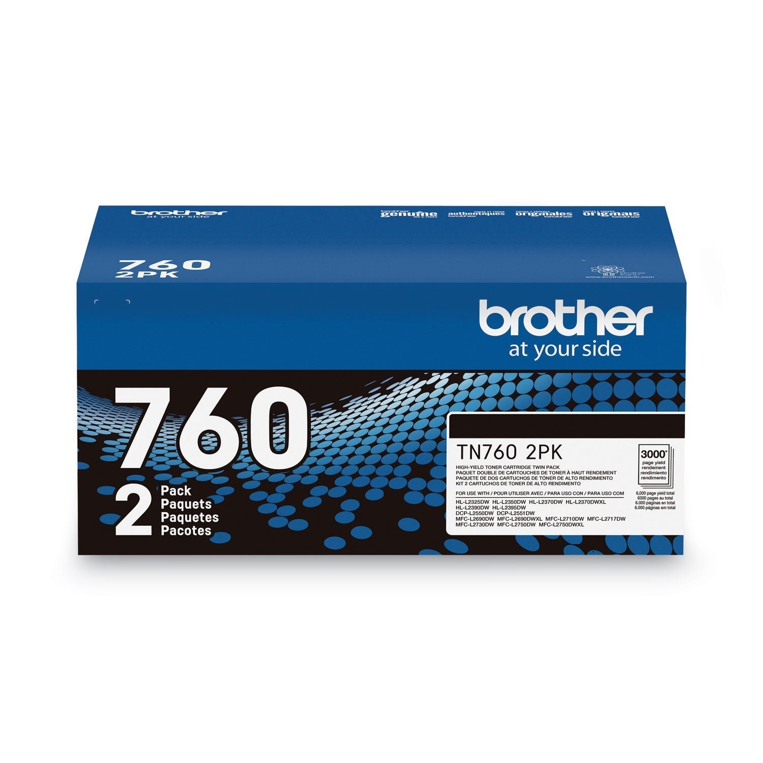 Brother Tn7602pk High-Yield Toner, 3,000 Page-Yield, Black, 2/pack