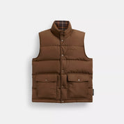 Coach Outlet Reversible Flannel Vest In Recycled Polyester