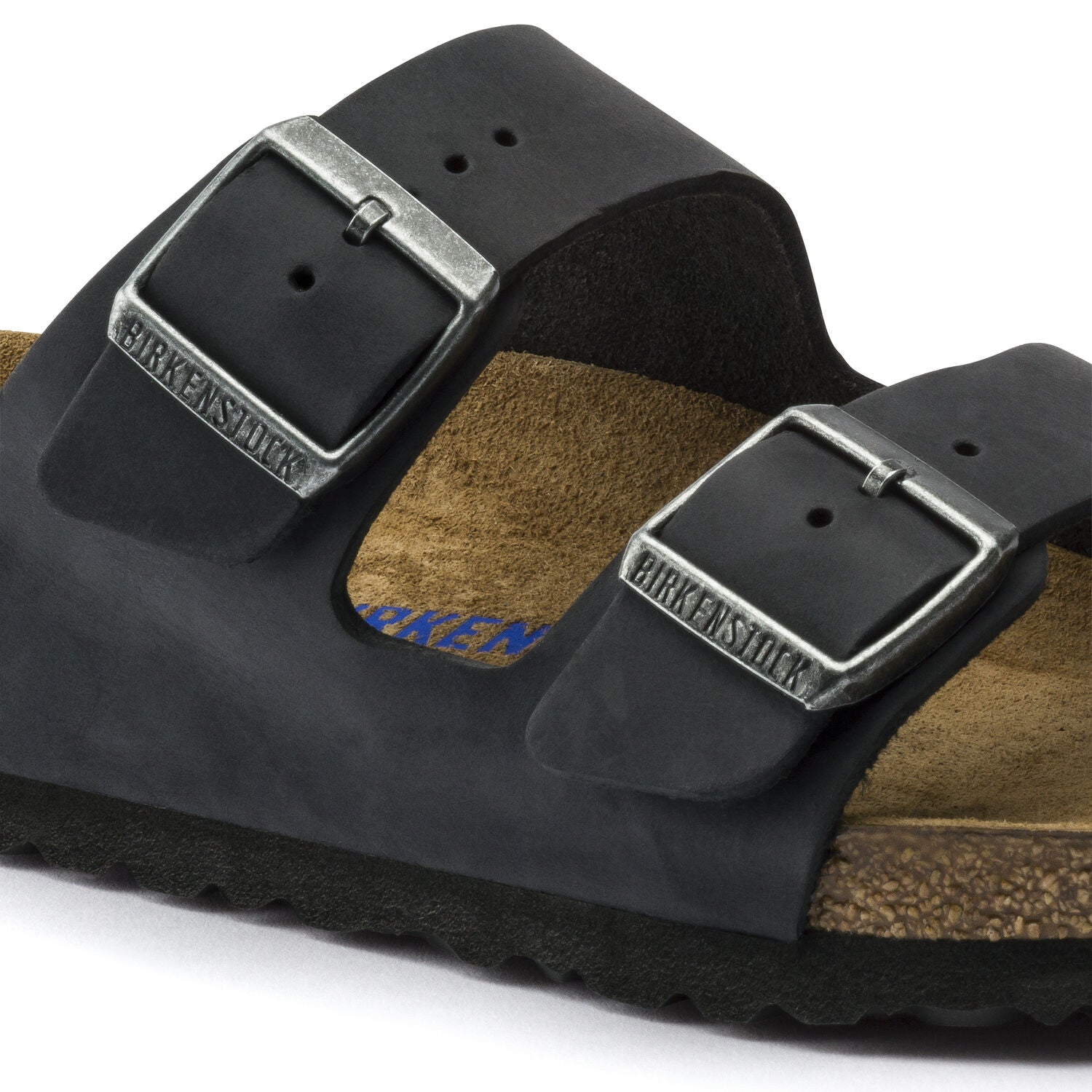 Birkenstock Arizona Oiled Leather Soft Footbed Sandal in Black