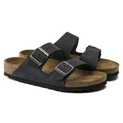 Birkenstock Arizona Oiled Leather Soft Footbed Sandal in Black