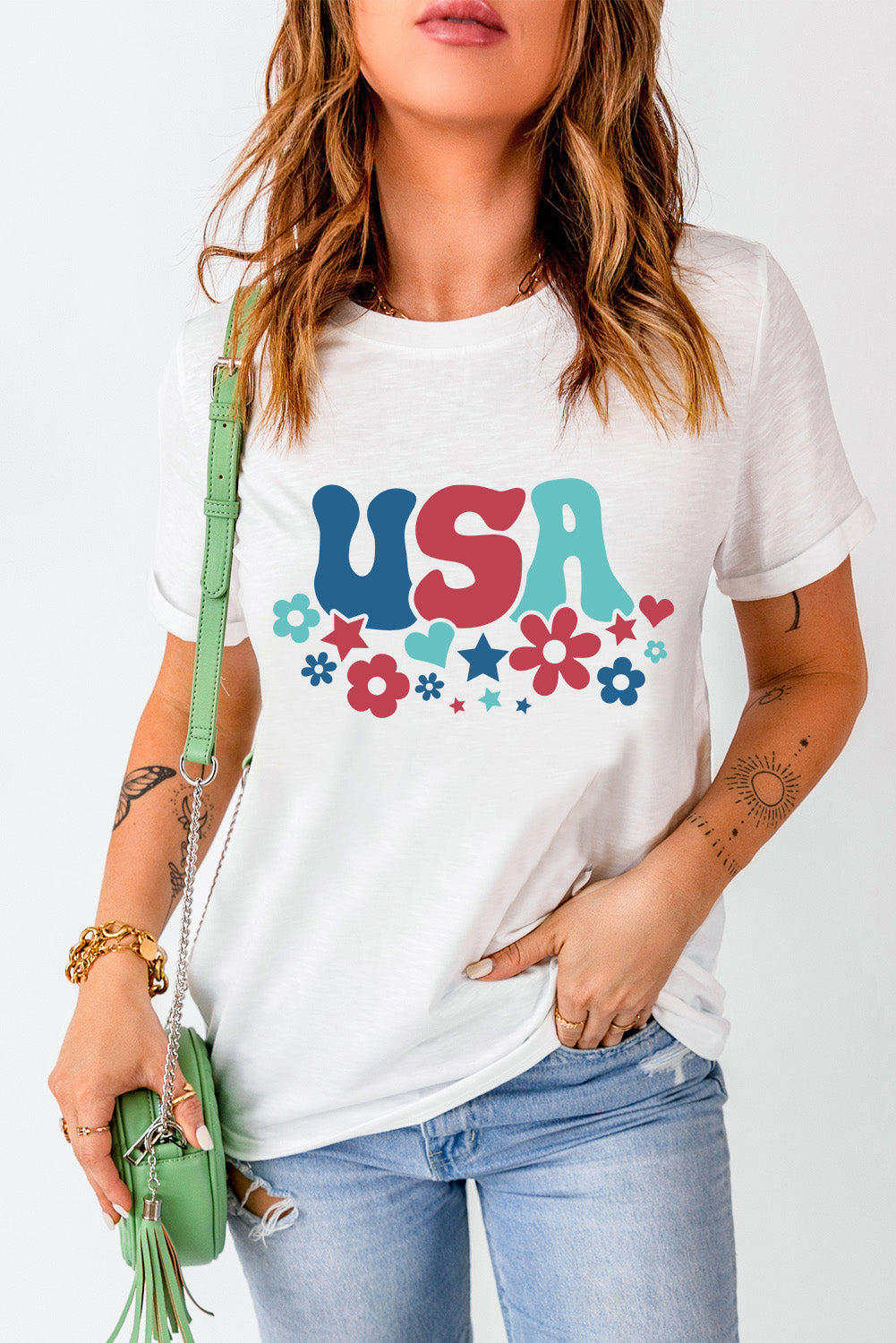 USA Round Neck Short Sleeve T-Shirt