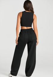 Elastic Waist Sweatpants with Pockets