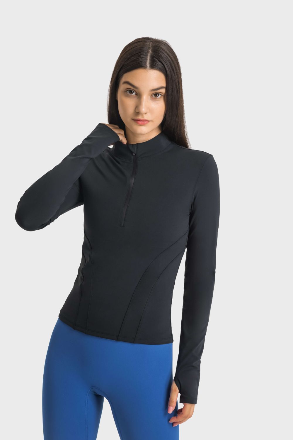 Millennia Half Zip Thumbhole Sleeve Sports Top