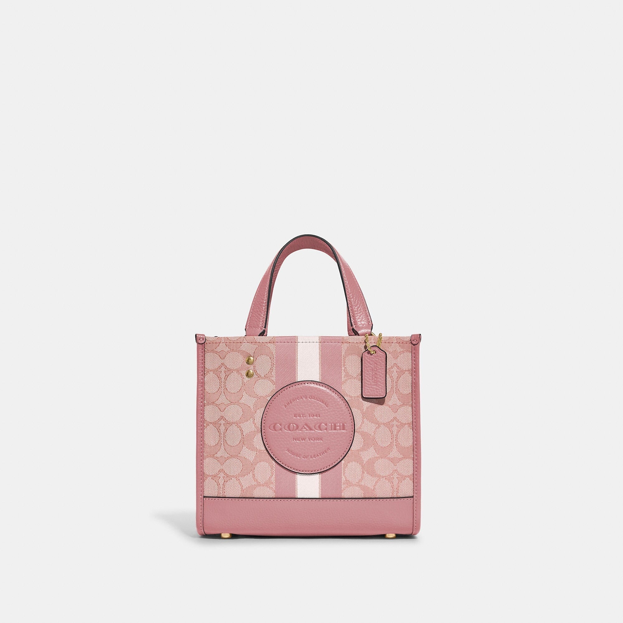 Coach Outlet Dempsey Tote 22 In Signature Jacquard With Stripe And Coach Patch