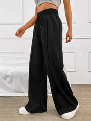 Honey Drawstring Elastic Waist Wide Leg Pants