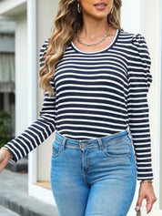 Striped Round Neck Long Sleeve T-Shirt