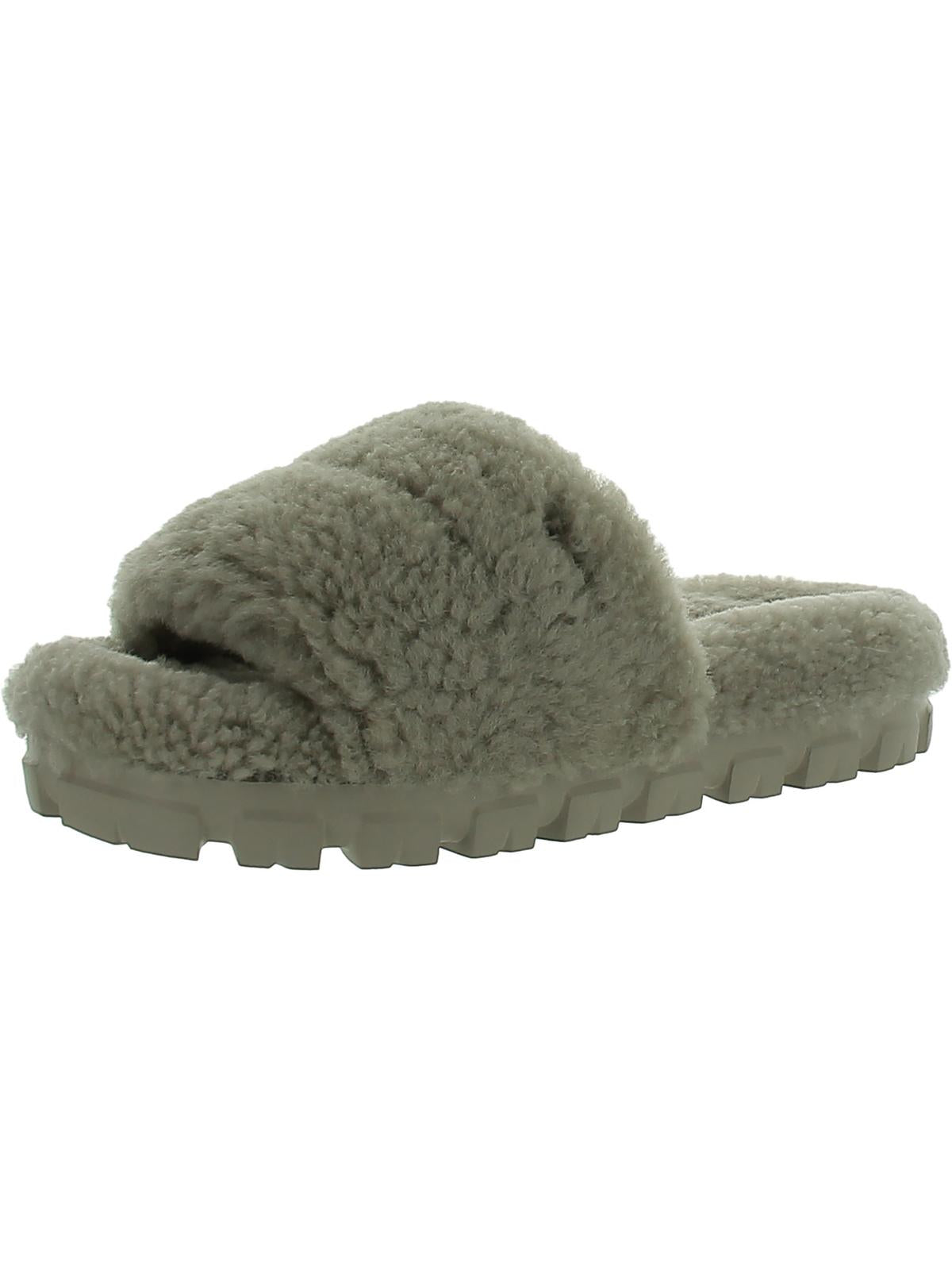 Cozetta Curly Womens Shearling Slip-On Slide Slippers