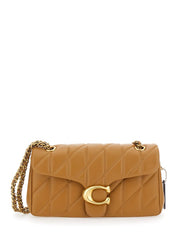 'Tabby 26' Brown Quilted Crossbody Bag With Chain-Link Leather Shoulder Straps And Logo Plaque On The Front In Leather Woman