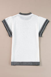 Round Neck Short Sleeve Knit Top