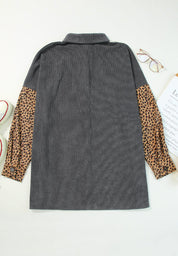 Leopard Button Up Drop Shoulder Jacket