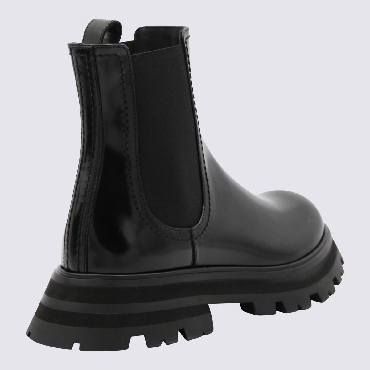 Alexander McQueen Black Leather Beatles Boots