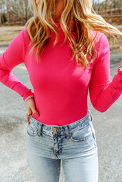 High Neck Long Sleeve Ribbed Top