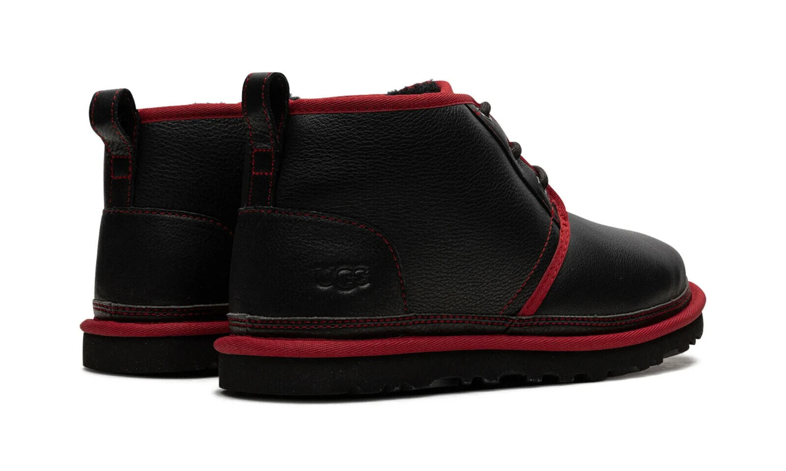 UGG Nuemel M/1133777 BSRL Chukka Boots Men's Black Red Leather Comfort NR6898