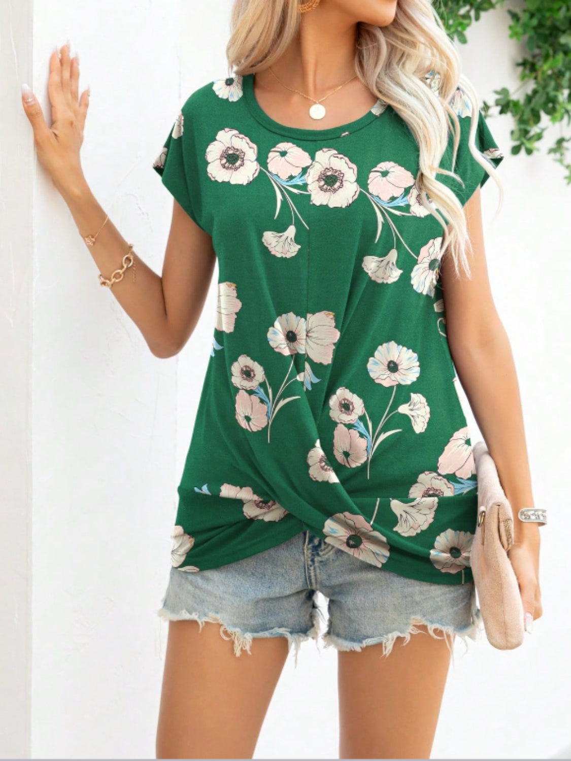 Printed Round Neck Short Sleeve T-Shirt