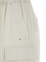 'Cargobelas' White Pants With Patched Cargo Pockets In Acetate And Viscose Blend Woman