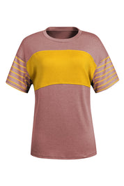 Striped Round Neck Short Sleeve T-Shirt