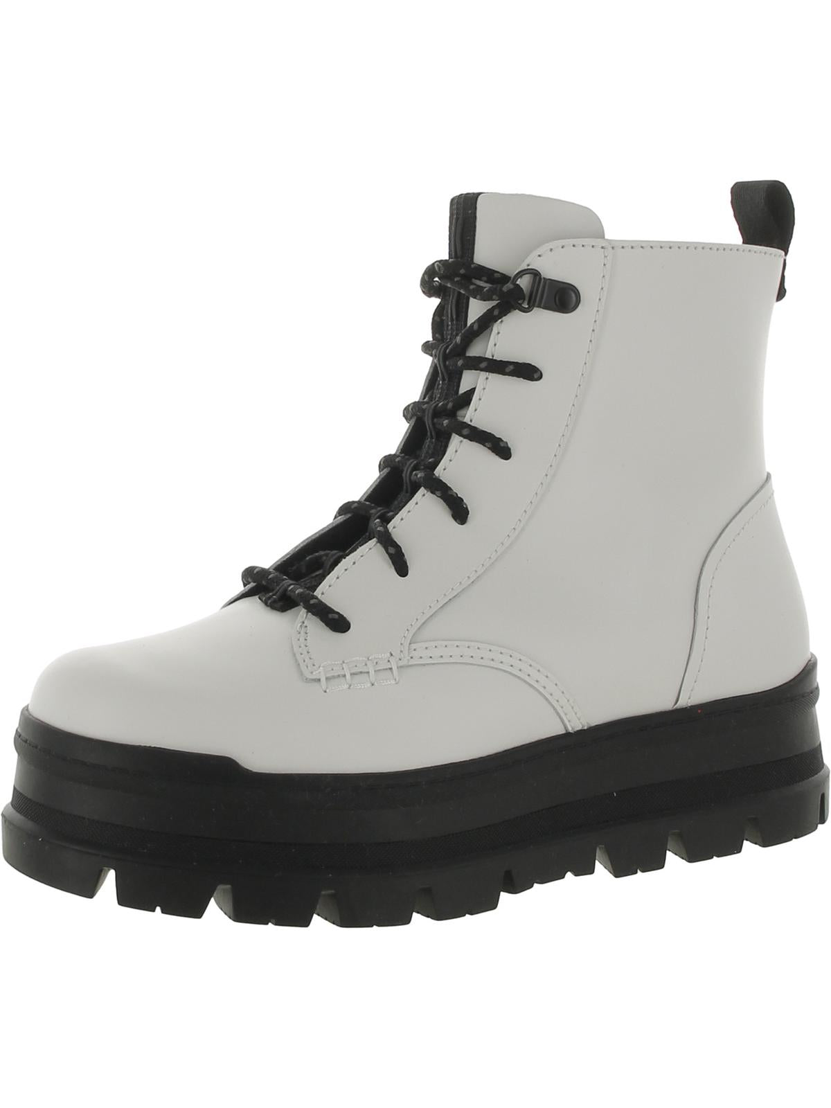 Sidnee Womens Leather Combat & Lace-Up Boots