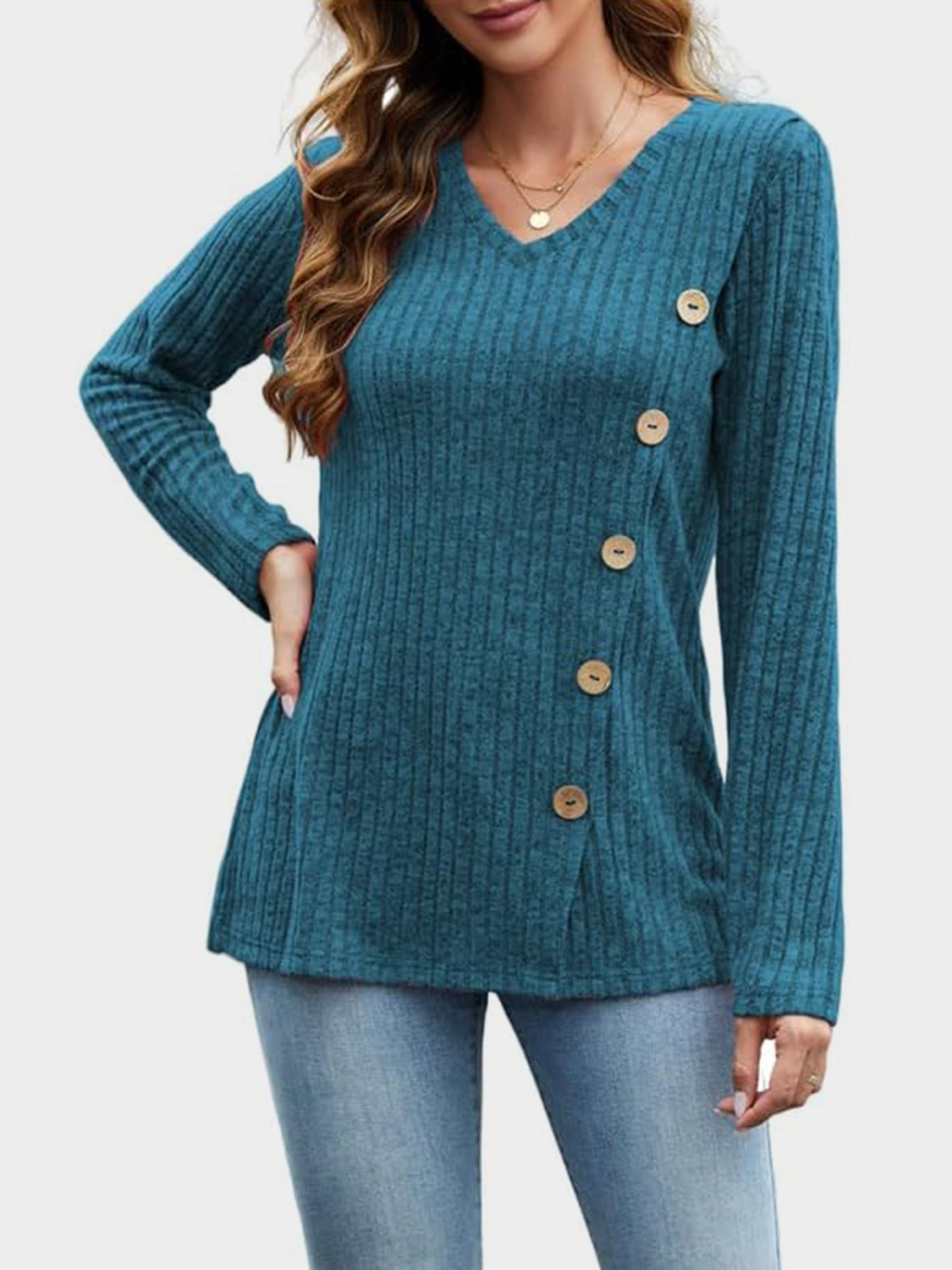 V-Neck Long Sleeve T-Shirt