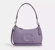 Coach Leather Teri Shoulder Bag In Silver/light Violet