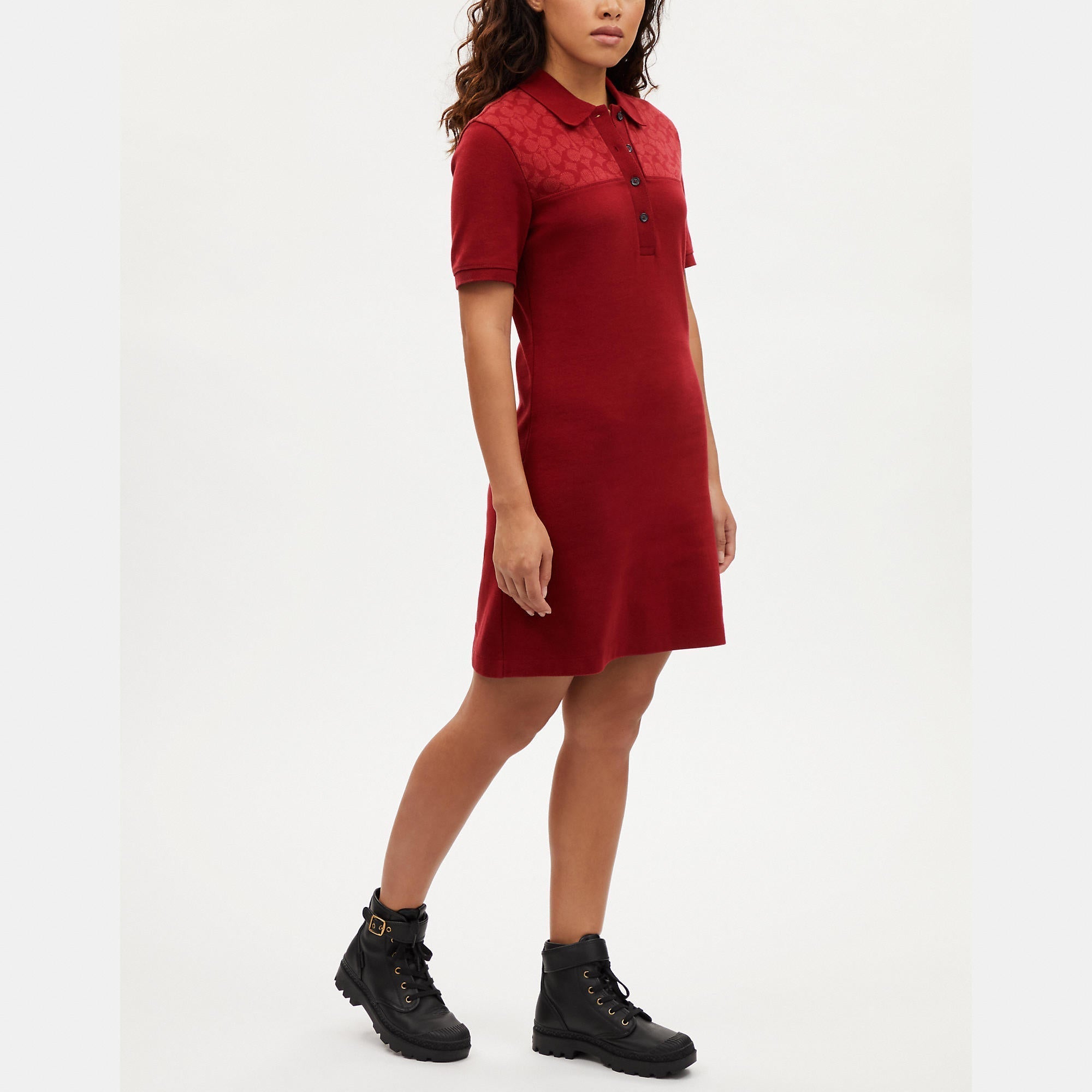 Coach Outlet Signature Knit Jacquard Polo Dress