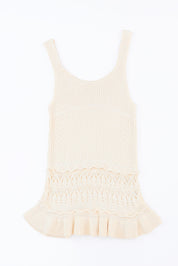 Full Size Ruffled Openwork Wide Strap Tank