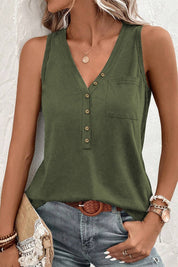 Pocketed V-Neck Wide Strap Tank