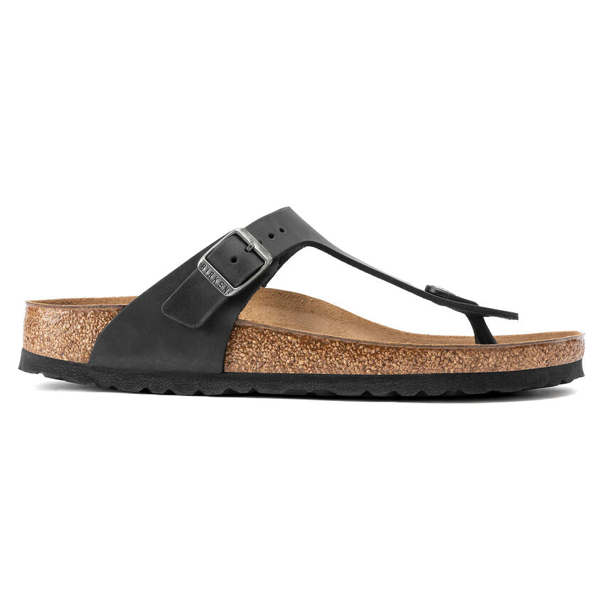 Birkenstock Gizeh Oiled Leather Sandal in Black