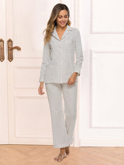 Collared Neck Loungewear Set with Pocket