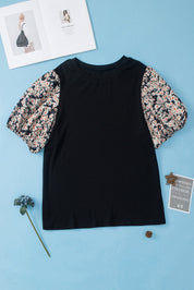 Plus Size Printed Short Sleeve Blouse