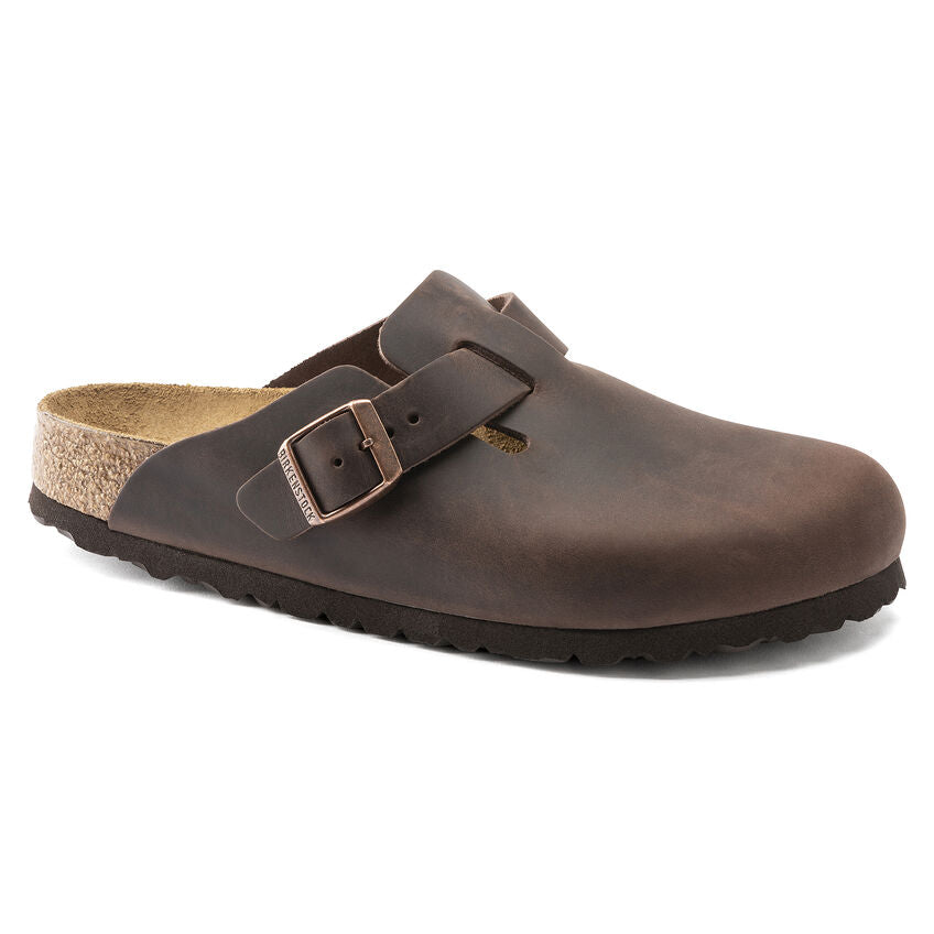 Birkenstock Boston Oiled Leather Classic Footbed Clog in Habana