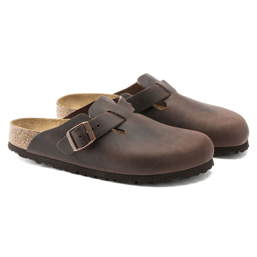 Birkenstock Boston Oiled Leather Classic Footbed Clog in Habana