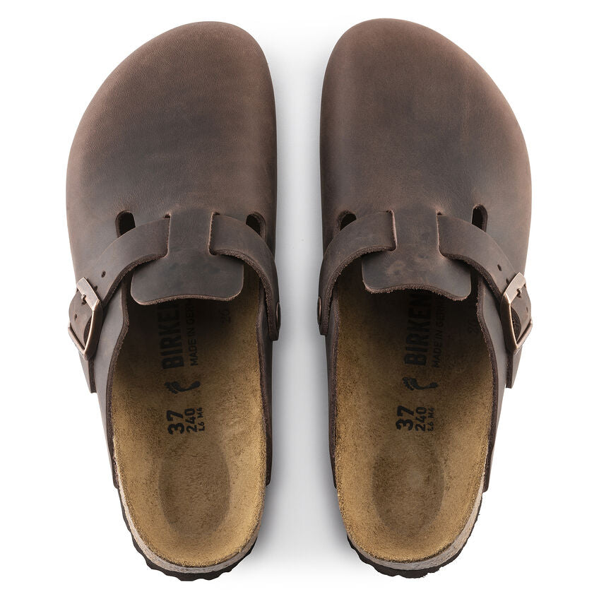 Birkenstock Boston Oiled Leather Classic Footbed Clog in Habana