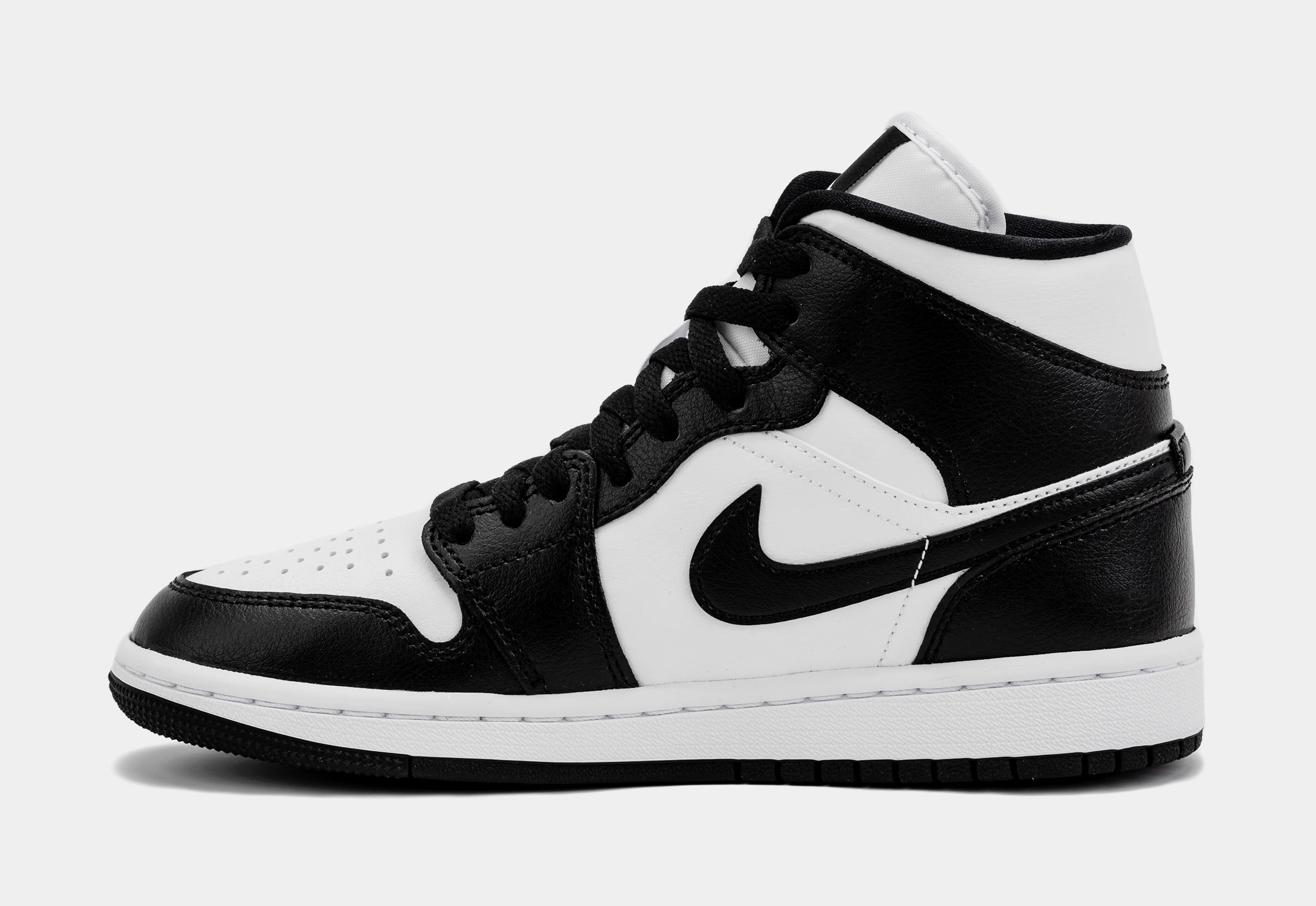 Air Jordan 1 Retro Mid Panda Womens Lifestyle Shoes (Black/White)