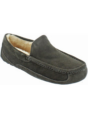 Ascot Mens Suede Shearling Moccasin Slippers