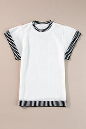 Round Neck Short Sleeve Knit Top