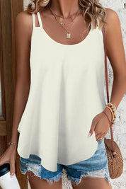 Shiny Scoop Neck Double-Strap Cami